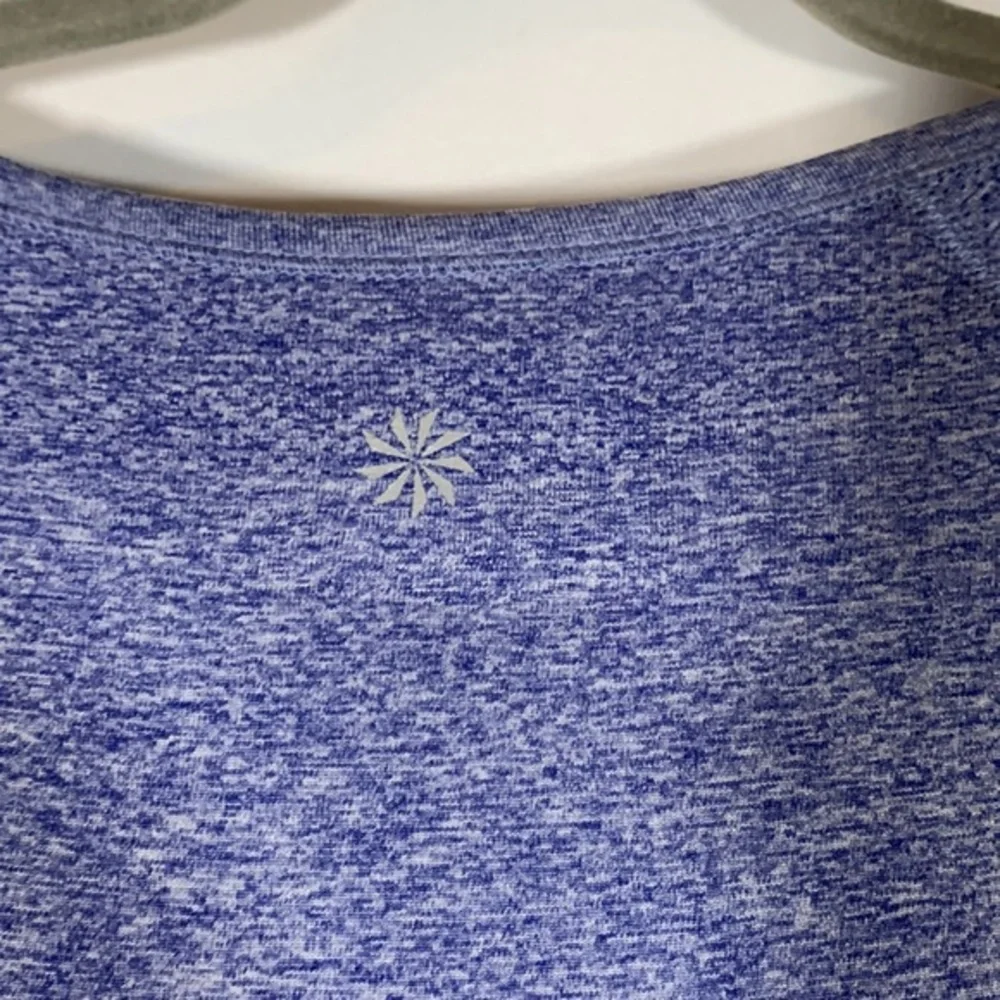 Athleta Blue Ruched Athletic Workout Short Sleeve T-Shirt - Picture 5 of 6